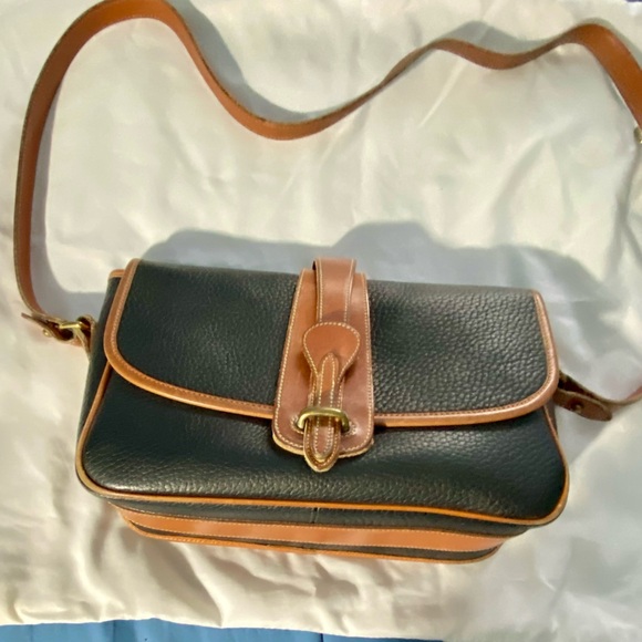 Dooney & Bourke Handbags - Dooney & Bourke Equestrian Black and Tan Leather Shoulder Bag